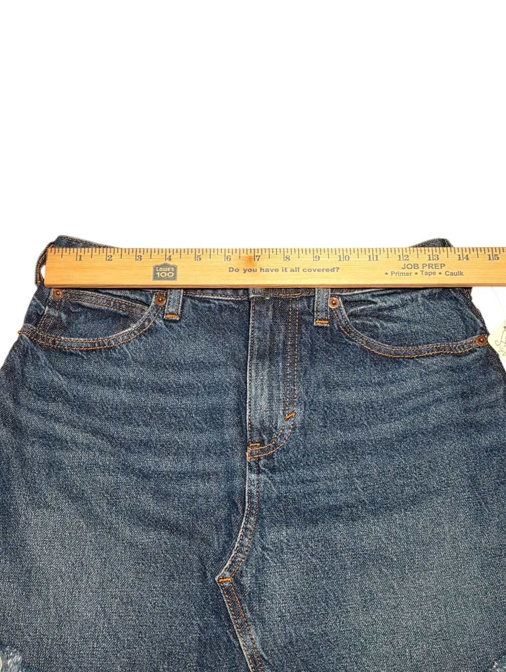 Free People We The Free Bailey Denim Mini Skirt Frayed Hem Medium Wash 26 NWT - Picture 8 of 12